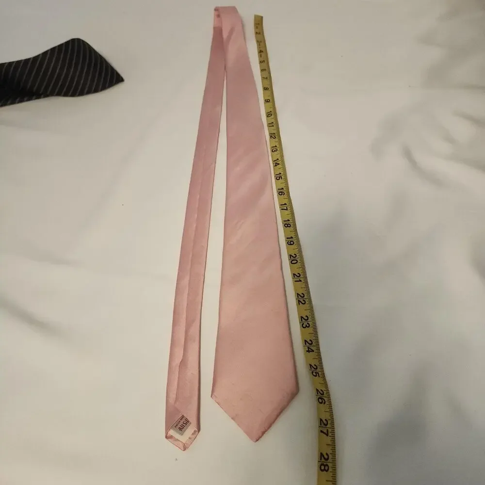 Vintage Pink Silk Tie Mens Classic Satin Solid Necktie NWT NOS